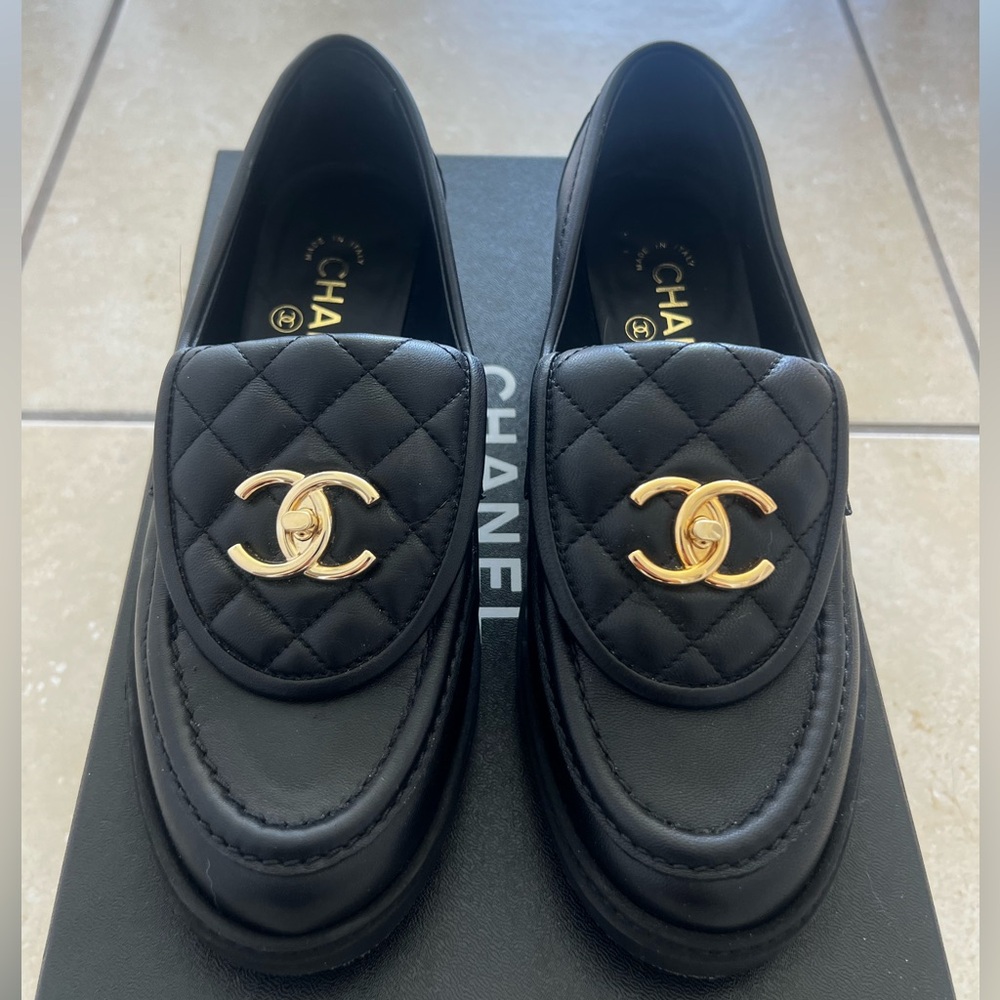 Chanel Quilted Tab Mocassins